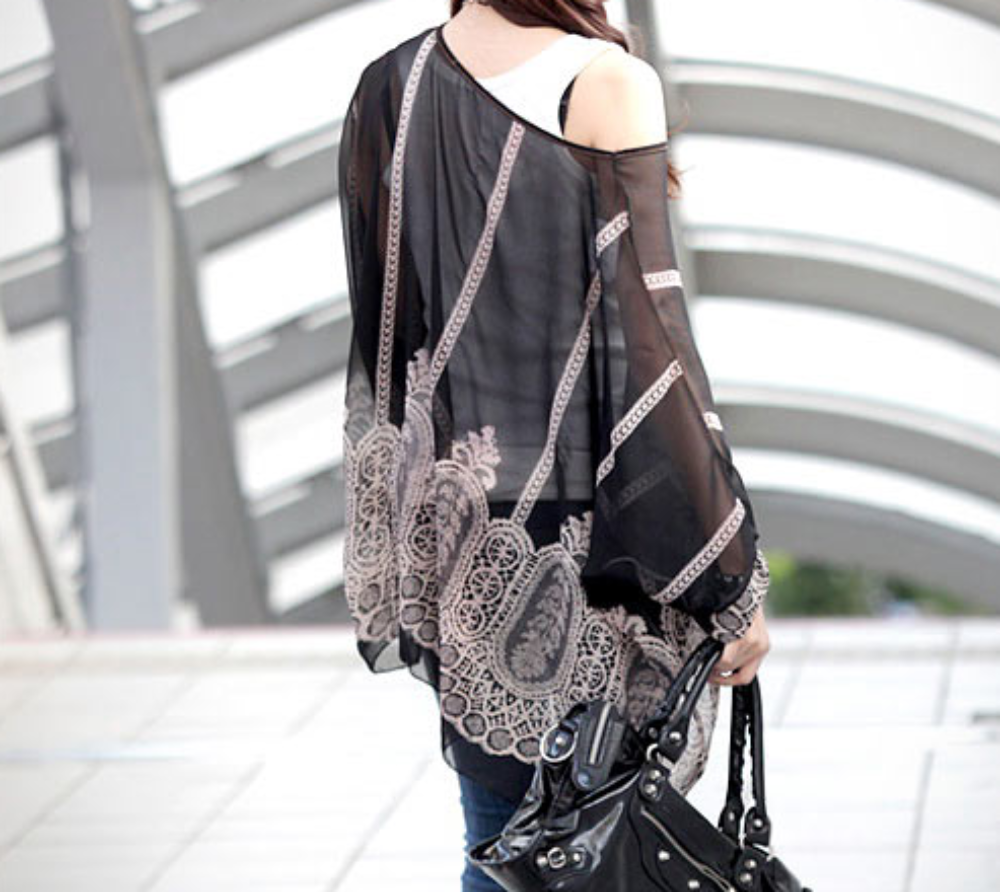 Womens Loose Fit Chiffon Tunic top