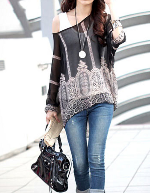 Load image into Gallery viewer, Womens Loose Fit Chiffon Tunic top