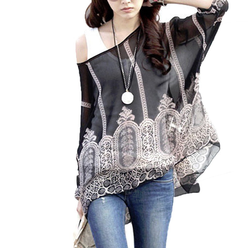 Womens Loose Fit Chiffon Tunic top