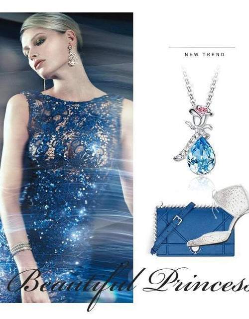 Load image into Gallery viewer, Pink  Elements Teardrop Pear Cut Pav'e Floral Necklace in 14K White