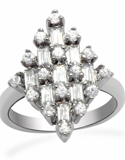 Load image into Gallery viewer, LO2061 - Rhodium Brass Ring with AAA Grade CZ  in Clear
