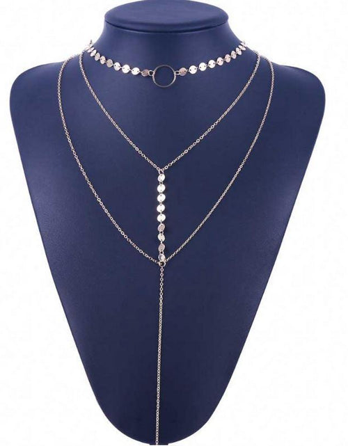 Load image into Gallery viewer, Three Layer Lariat Choker Necklace