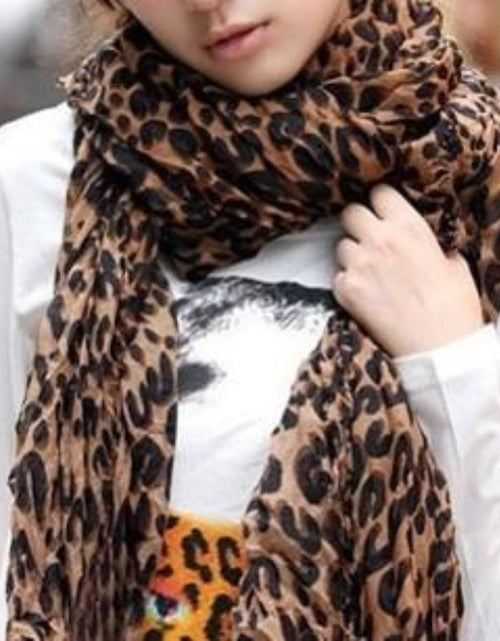 Load image into Gallery viewer, Womens Chiffon Leopard Print Scarf
