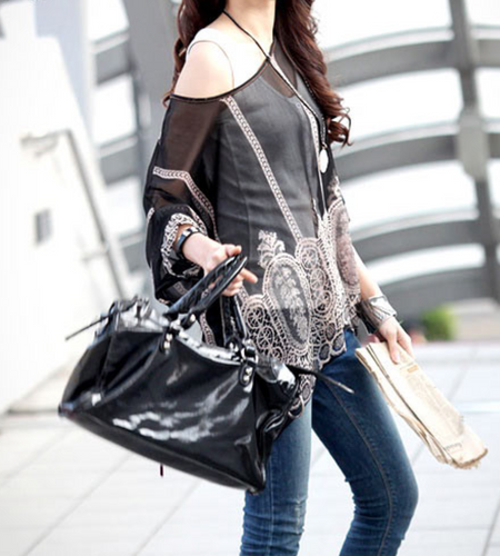 Womens Loose Fit Chiffon Tunic top