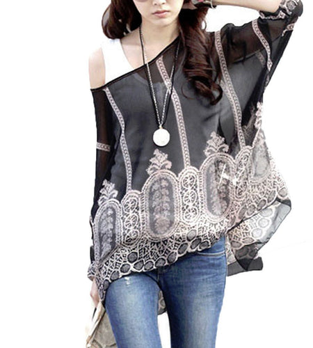 Womens Loose Fit Chiffon Tunic top