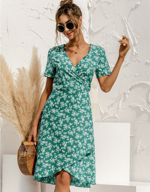 Load image into Gallery viewer, Sexy V Neck Floral Print Boho Beach Dress
