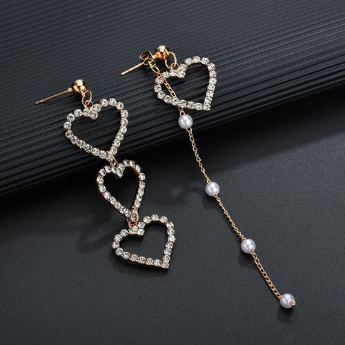 Load image into Gallery viewer, Crystal Love Heart Dangle Earrings
