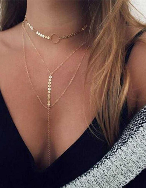 Load image into Gallery viewer, Three Layer Lariat Choker Necklace
